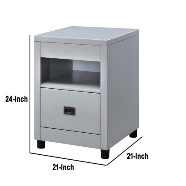 1502202669911c2dc4cce.jpeg Transitional Style Wooden End Table with 1 Drawer, Gray and Black