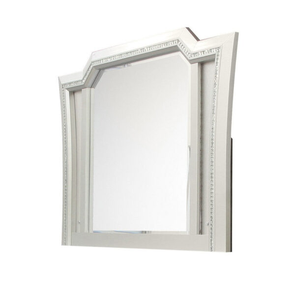 Elegant Mirror with Crystal Sparkling Trim and Led Lights, Silver