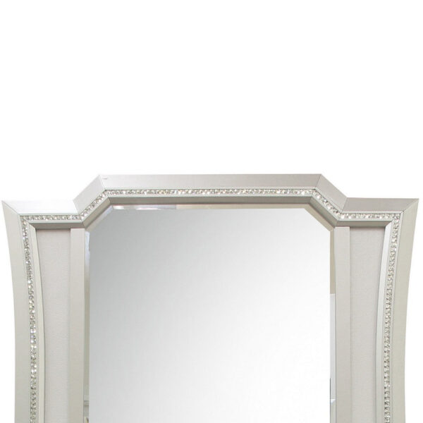 Elegant Mirror with Crystal Sparkling Trim and Led Lights, Silver