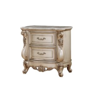 1502202669911c5c31d6d.jpeg 2 Drawer Nightstand With Raised Scrolled Floral Moulding, White