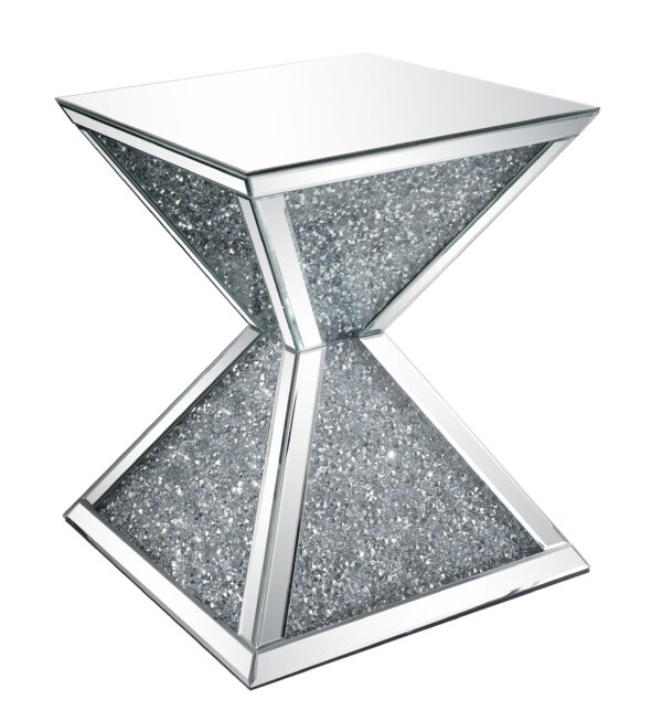 1502202669911c616e5ae.jpeg Sparkling End Table with Faux Diamonds Inlay , Silver and Clear