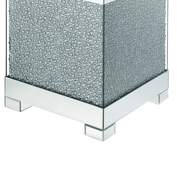 1502202669911c9632129.jpeg Contemporary Square Wooden End Table with Faux Crystal Inlays, Silver