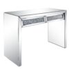 Console Table with Two Storage Drawers and Faux Diamond Inlay, Silver