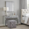 Console Table with Two Storage Drawers and Faux Diamond Inlay, Silver