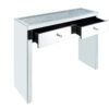 1502202669911cd1de152.jpeg Wooden Console Table with 2 Storage Drawers and Faux Diamond Inlay, Silver