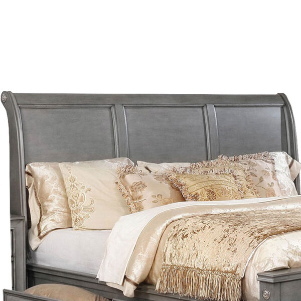 Wooden Queen Size Bed with Spacious Storage Drawers, Gray
