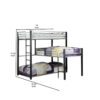 3 Tier Industrial Style Twin Bunk Bed with Corner Design, Black and Gray