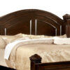 Wooden Queen Size Bed with Intricate Trimmed Headboard, Brown