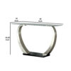 Rectangular Glass Top Sofa Table with Curved Pedestal Base, Black and Gray