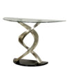 1502202669911d825eb34.jpeg Sofa Table with Twisted Metal Base and Semi Circular Glass Top, Silver