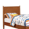 Wooden Transitional Twin Bed With Round Tapered Legs, Oak Brown