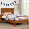 Wooden Transitional Twin Bed With Round Tapered Legs, Oak Brown