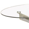 Oval Shape Glass Top Coffee Table with Criss Cross Base, Silver and Clear