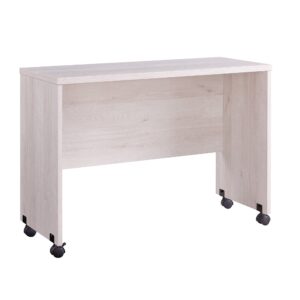 Rectangular Wooden Desk Return with Casters and Grain Details, White Oak