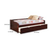 Transitional Wooden Trundle Bed with Bottom Pull Out Bedding, Brown