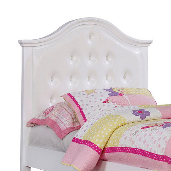 Traditional Style Full Bed with Button Tufted Camelback Headboard, White