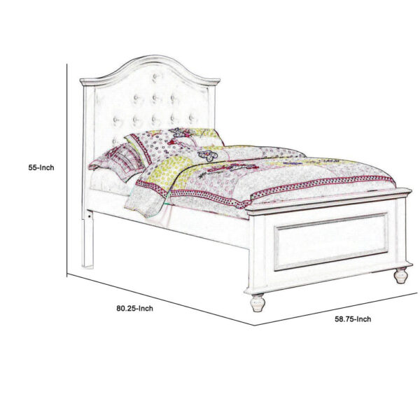 Traditional Style Full Bed with Button Tufted Camelback Headboard, White