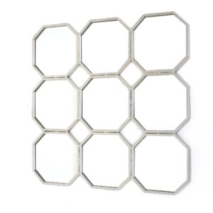 1502202669911e6e39c6d.jpeg Metal Wall Mirror with Nine Connected Octagonal Mirror Shapes, Silver