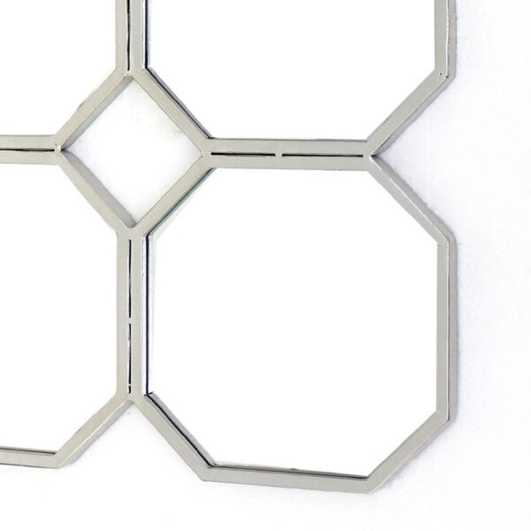 Metal Wall Mirror with Nine Connected Octagonal Mirror Shapes, Silver