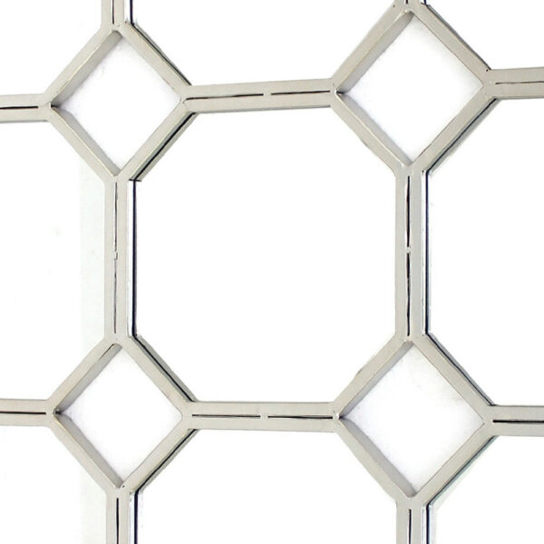 Metal Wall Mirror with Nine Connected Octagonal Mirror Shapes, Silver