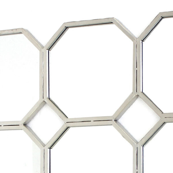 Metal Wall Mirror with Nine Connected Octagonal Mirror Shapes, Silver
