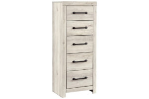 1502202669911ea2e85e9.jpeg Grained 5 Drawer Wooden Chest with Bar Pull Handles, Distressed White