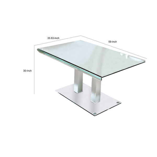 1502202669911eec3099a.jpeg Metal and Glass Dining table with Dual Post Pedestal base, Chrome
