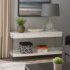 Wood and Glass TV Stand with Two Drawers, White