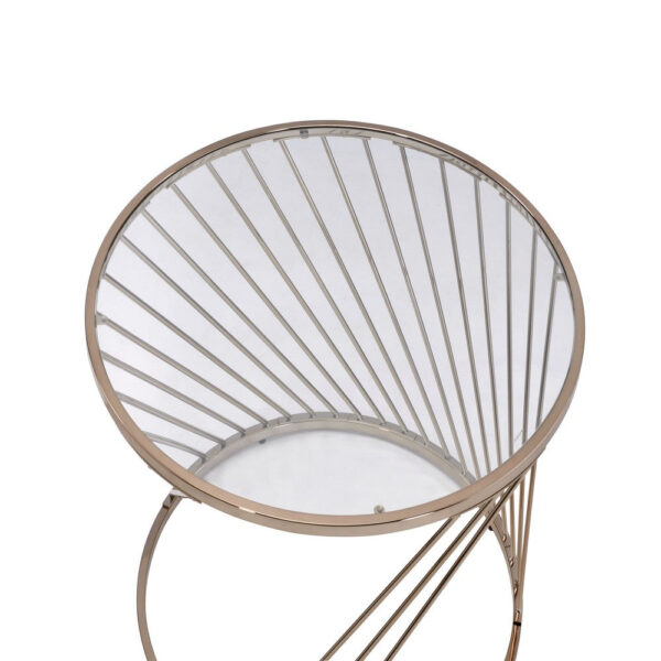 Contemporary Coffee Table with Twisted Metal Base and Round Glass Top, Gold