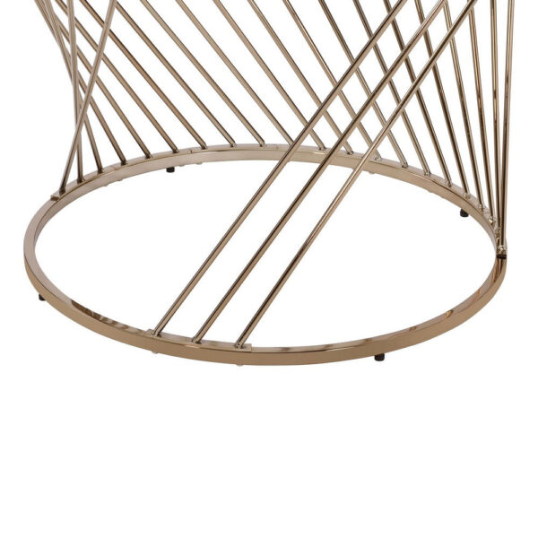 Contemporary Coffee Table with Twisted Metal Base and Round Glass Top, Gold