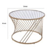 Contemporary Coffee Table with Twisted Metal Base and Round Glass Top, Gold
