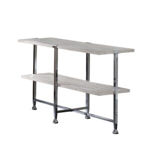 1502202669911f4f50e77.jpeg Sofa Table with X Shaped Metal Base and 2 Storage Shelves, Silver and Beige