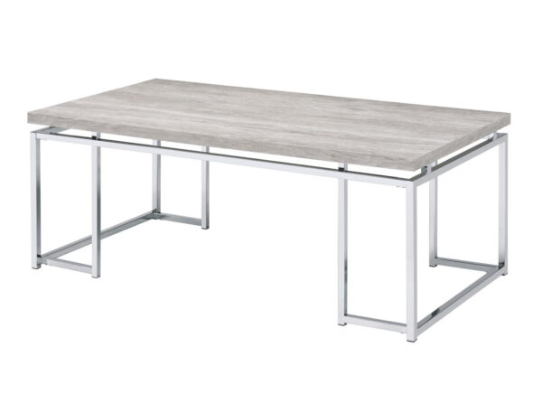 1502202669911f957783d.jpeg Coffee Table with Rectangular Tabletop and Metal Legs, Silver and Brown