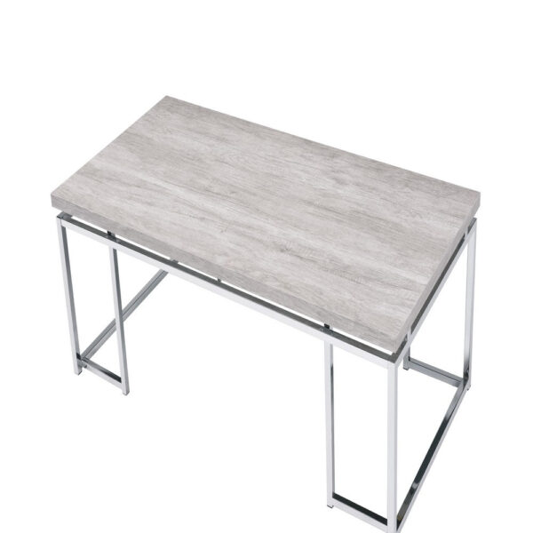 1502202669911f9987c26.jpeg Coffee Table with Rectangular Tabletop and Metal Legs, Silver and Brown