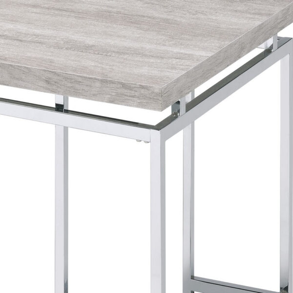 1502202669911f9ae25a9.jpeg Coffee Table with Rectangular Tabletop and Metal Legs, Silver and Brown