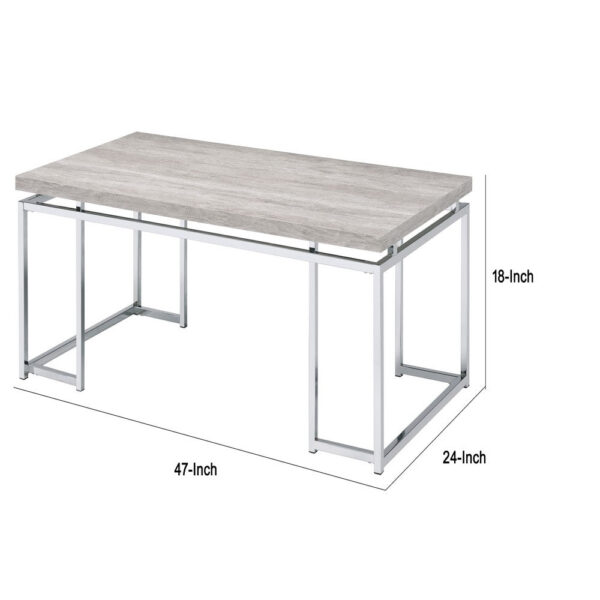 1502202669911f9c61011.jpeg Coffee Table with Rectangular Tabletop and Metal Legs, Silver and Brown