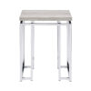 End Table with Rectangular Tabletop and Metal Legs, Silver and Brown