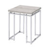 End Table with Rectangular Tabletop and Metal Legs, Silver and Brown