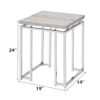 End Table with Rectangular Tabletop and Metal Legs, Silver and Brown