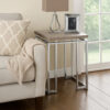 End Table with Rectangular Tabletop and Metal Legs, Silver and Brown