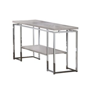 1502202669911fcd55366.jpeg Sofa Table with Rectangular Tabletop and Open Bottom Shelf,Silver and Brown