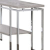 Sofa Table with Rectangular Tabletop and Open Bottom Shelf,Silver and Brown