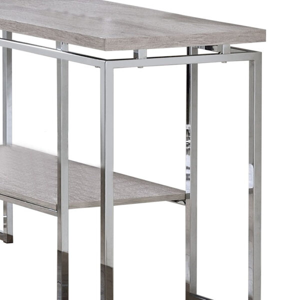 Sofa Table with Rectangular Tabletop and Open Bottom Shelf,Silver and Brown
