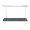 Console Table with Mirror Top and Faux Marble Open Bottom Shelf, Silver