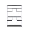 Etagere Bookshelf with 7 Shelves and Geometric Pattern,Silver and Dark Gray