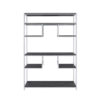 Etagere Bookshelf with 7 Shelves and Geometric Pattern,Silver and Dark Gray