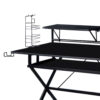 Tubular Metal Frame Computer Desk with 2 Shelves and Cup Holder, Black