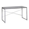 Sled Base Rectangular Table with X shape Back and Wood Top,Gray and Silver