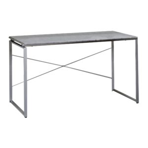 Sled Base Rectangular Table with X shape Back and Wood Top,Gray and Silver