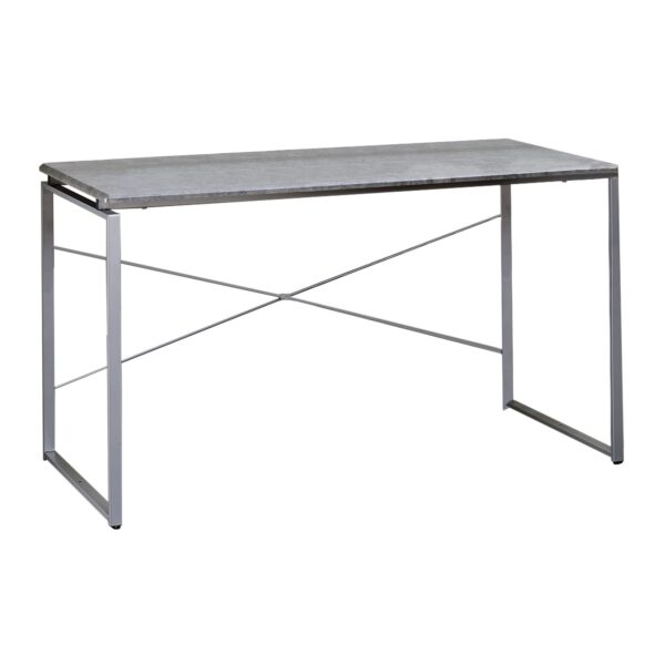 Sled Base Rectangular Table with X shape Back and Wood Top,Gray and Silver